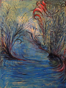 Nr.5 Garten - Am Teich, 80×60 cm, Acryl u. Öl auf Leinwand, 2014